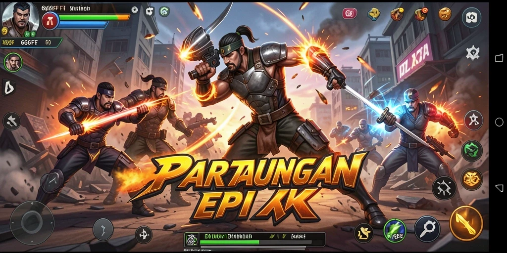 Screenshot menunjukkan aksi intens dalam gameplay 666FF.