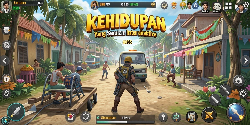 Tangkapan layar gameplay menarik dari 8055 yang menunjukkan karakter dan aktivitas.