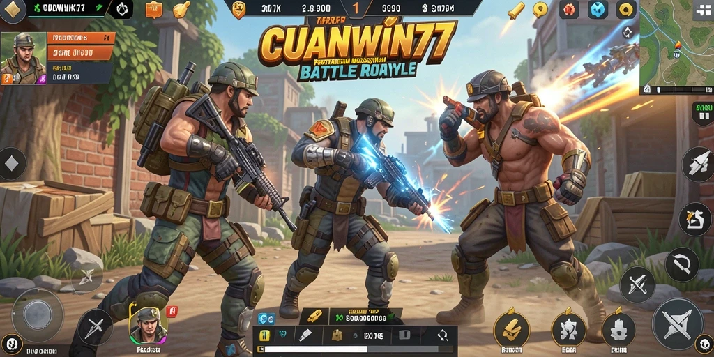 Screenshot gameplay CUANWIN77 dengan aksi seru Battle Royale.
