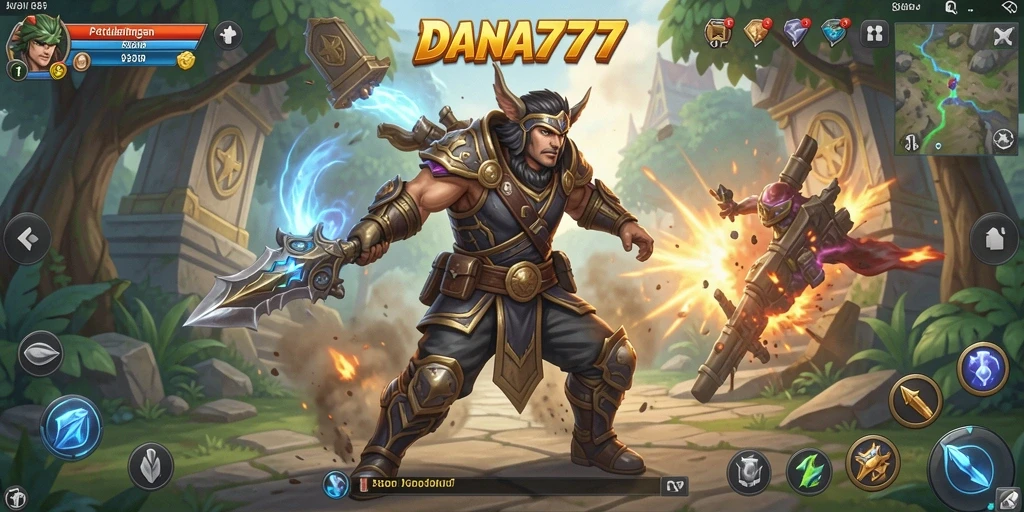 Screenshot gameplay DANA777 menampilkan aksi seru di medan perang.