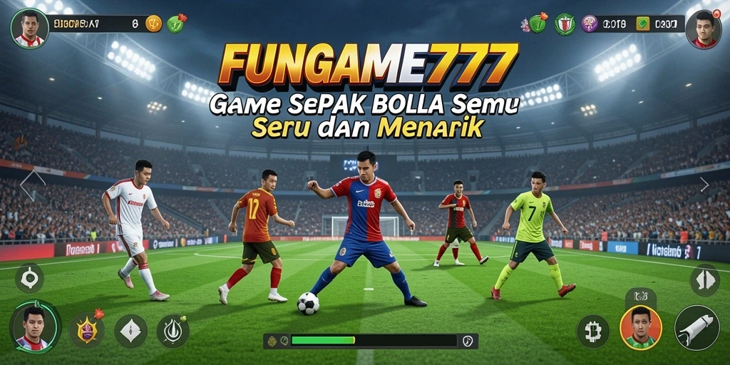 Screenshot gameplay FUNGAME777 yang menunjukkan aksi sepak bola mendebarkan.