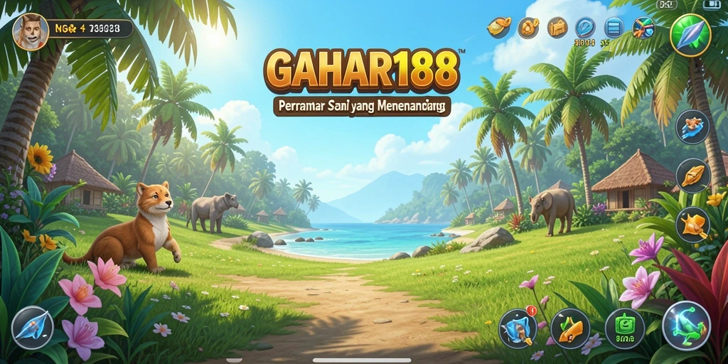 Tampilan gameplay <strong>GAHAR188</strong> yang cerah dan penuh warna.
